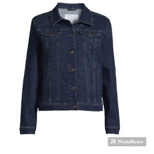 Denim Stretchy Jacket Relaxed Fit Lightweight Dark Wash Adjustable waist Casual